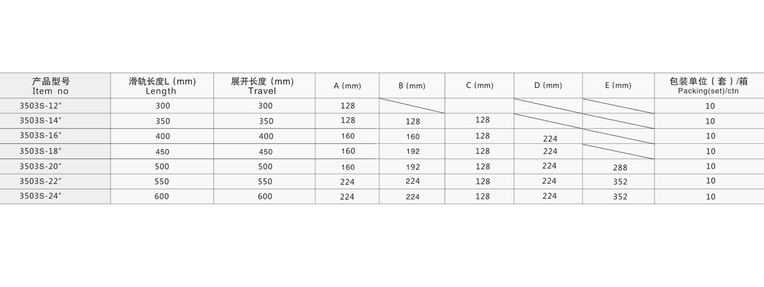 3503S三節(jié)緩沖鋼珠滑軌